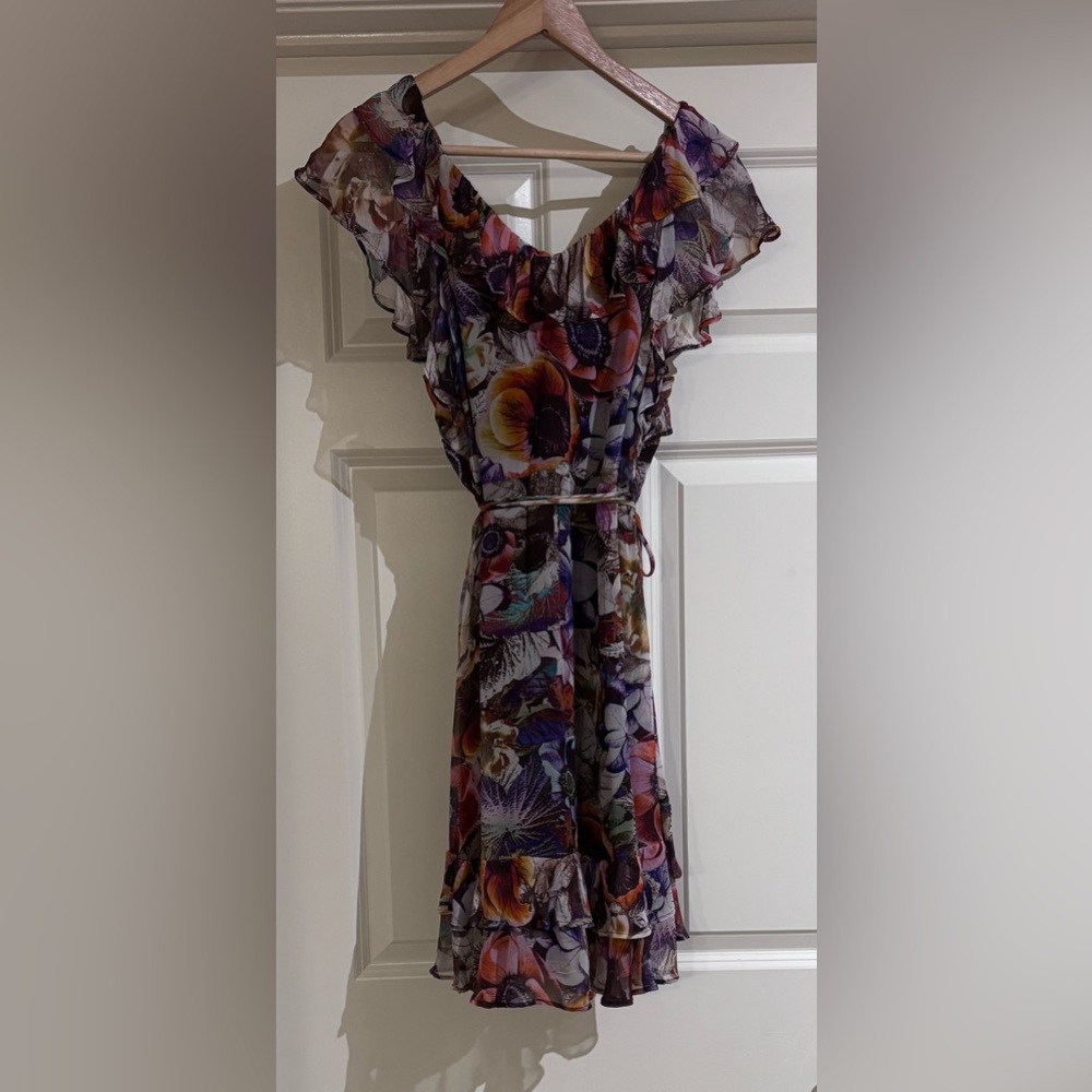 Anthropologie Floral Mini Wrap Dress - Picture 5 of 7